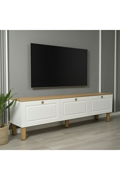 Misterium Zenith Membran MDF Kapaklı Modern TV Ünitesi - Beyaz