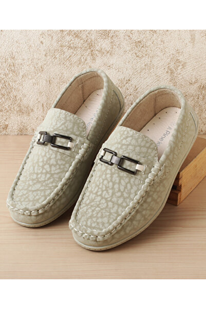 Pine kids Slip-On Textured Loafers with Applique - Beige