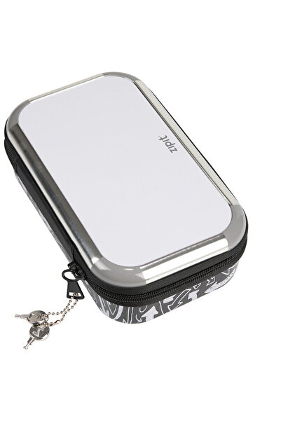 Zipit & LOCK Tin Pencil Case - White Board Grey