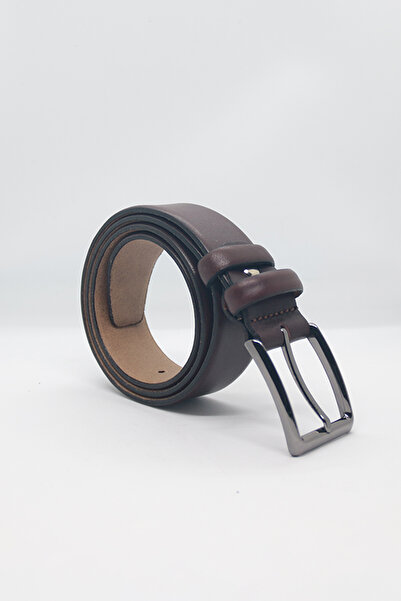 Paşala Leather Ανδρική κλασική ζώνη από γνήσιο δέρμα καφέ 3,5 εκ. Διπλής στρώ...