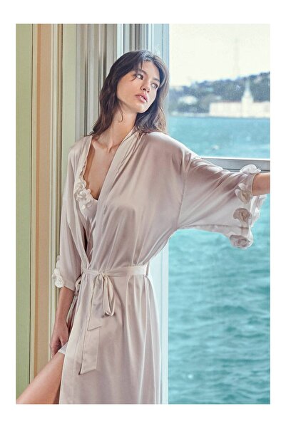 Kom Rose Long Satin Sabahlik