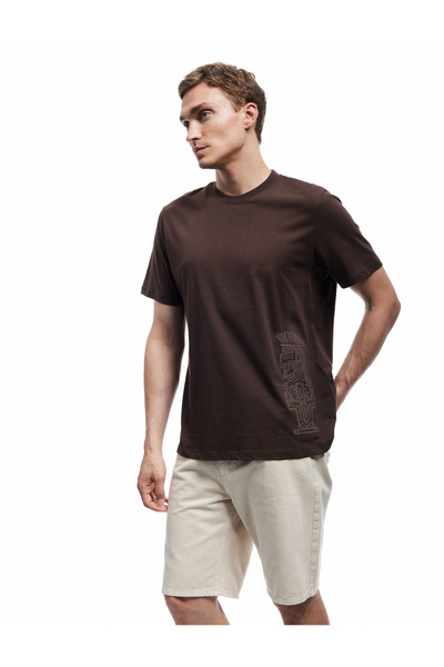 Koton Βαμβακερό μπλουζάκι με κοντό μανίκι με κανονική εφαρμογή