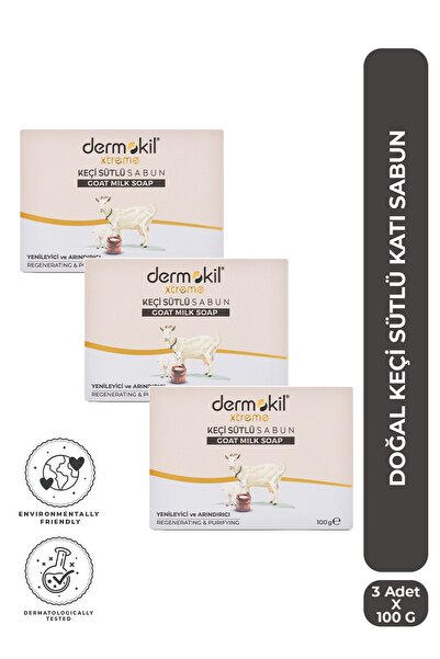 Dermokil Doğal Keçi Sütlü Katı Sabun 100 g x 3 Adet