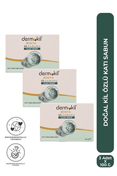 Dermokil Doğal Kil Özlü Katı Sabun 100 g x 3 Adet