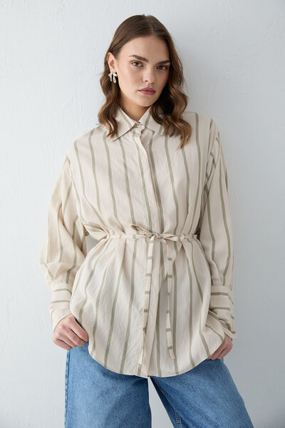 Melike Tatar Striped Poplin Shirt 32-2665