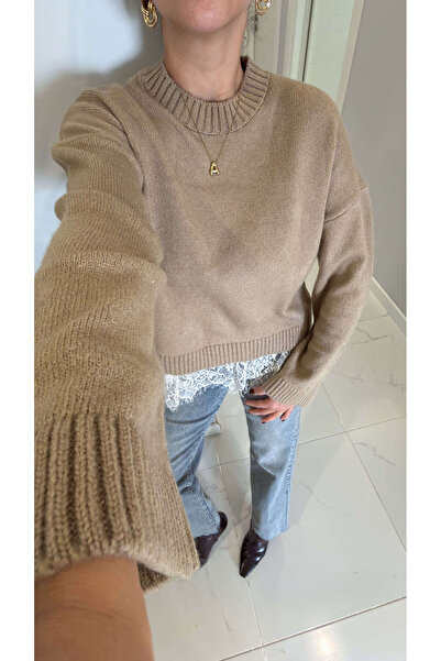 BİRCANÇİL Fodwe Light Beige Skirt with Lace Detail Knitwear