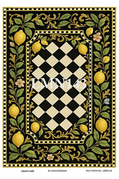 LİNEART LMN143 Dama, Limon Desenli 29*42 cm Pirinç Dekopaj