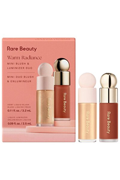 rare مجموعة هدايا مكياج صغيرة ثنائية من أحمر الخدود ومُضيء الإشراقة الدافئة