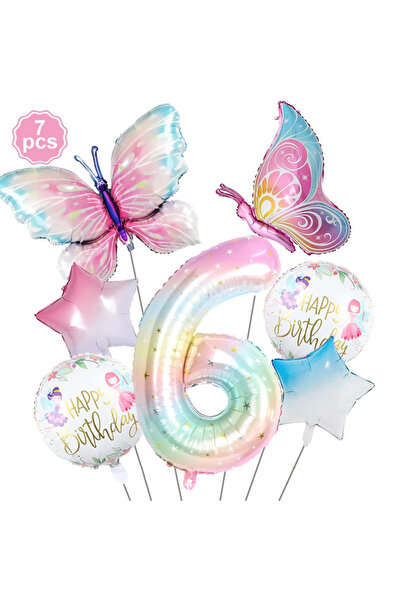 Choice 5-6 7pcs Butterfly Balloon Set 40inch Gradient Colorful Number 1-9 Foi...
