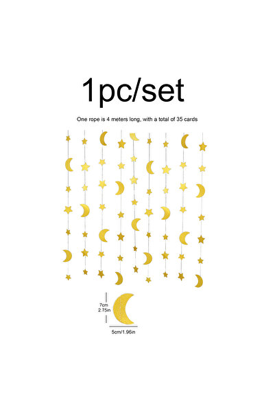 Choice Gold 4-meter Ramadan star moon flower pendant flag party decoration sc...