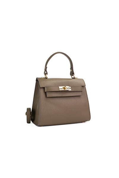 Posete Fagaras Thea Leather Purse - TAUPE, Casual Bag Made of Genuine Leather...