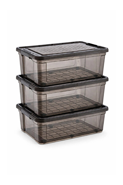 LOREMPBOX 30 LT Antrasit Saklama Kutusu 3 Adet Düzenleme Saklama