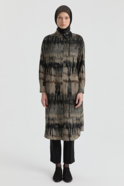 Tuğba Gömlek Yaka Detaylı Tunik - Kahve