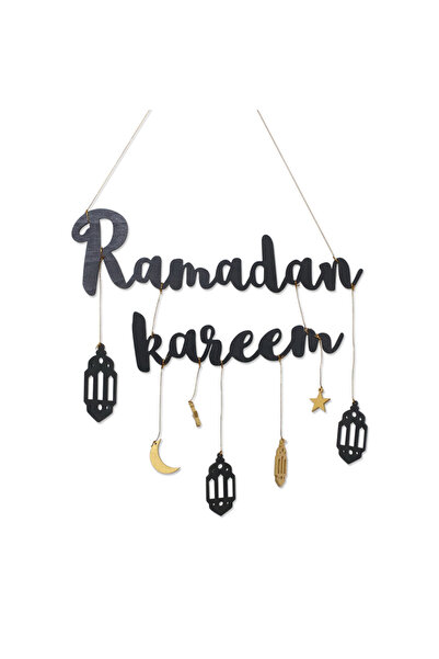 Choice لافتة خشبية سوداء معلقة عليها عبارة "رمضان كريم" - ديكور إسلامي للشهر ...