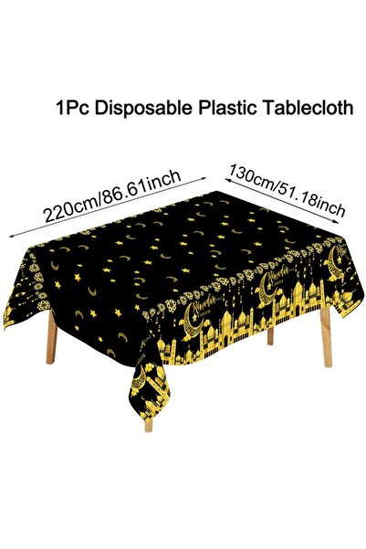 Choice 1 Eid Mubarak Tablecloth Plastic Castle Table Cover for Home 2025 Isla...
