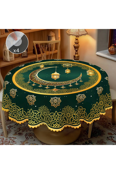 Choice Round-152X152Cm 1 Piece, Vintage Luxury Gold-Printed Polyester Tablecl...