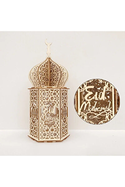 Choice A Eid Mubarak Wooden Pendant With Led Candles Light Ramadan Decoration...