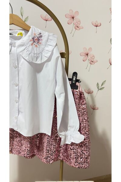 VOSVOSBABYSTORE PAYETLİ ETEK & NAKIŞLI BLUZ ÇOCUK TAKIM