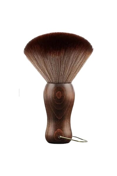 OEM Perie frizerie pentru gat cu maner din lemn culoare mahon peri naturali