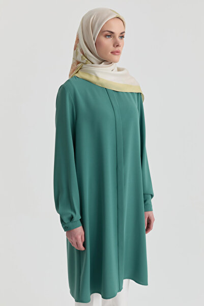 Tuğba Hakim Yaka Gizli Patlı Tunik - Mint