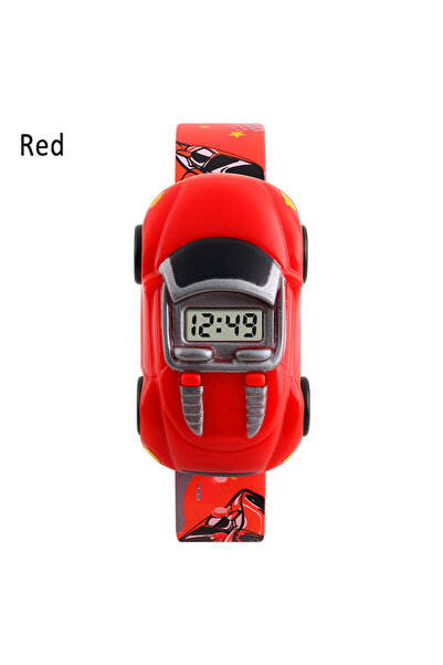 Choice Red 2025 New Style LED Digital Children Sport Watch Cartoon Car Wristw...