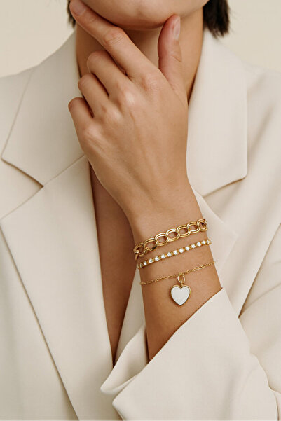 Girift Vintage مجموعة أساور على شكل قلب مرصعة بالأحجار من بيتاي، 3 قطع