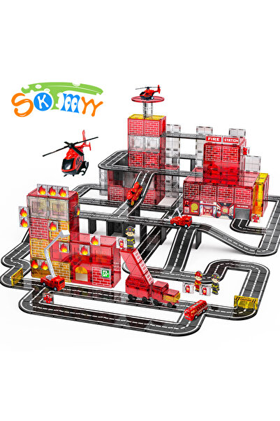 Choice Fire Rescue Theme 141PCS Magnetic Tiles for Kids Fire Rescue Theme Mag...
