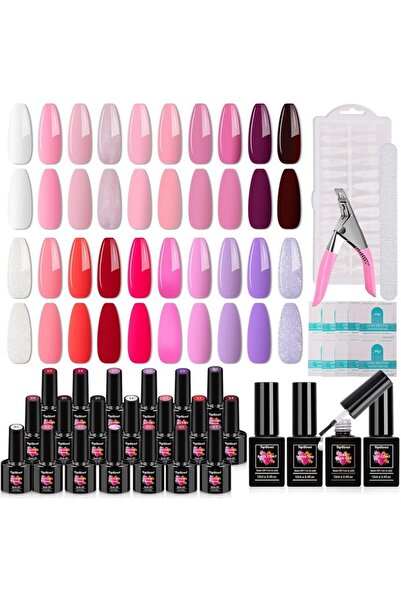 TopDirect Set of 20 semi-permanent nail polishes 20 colors 10 ml, 480 pieces ...