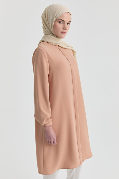 Tuğba Hakim Yaka Gizli Patlı Tunik - Somon