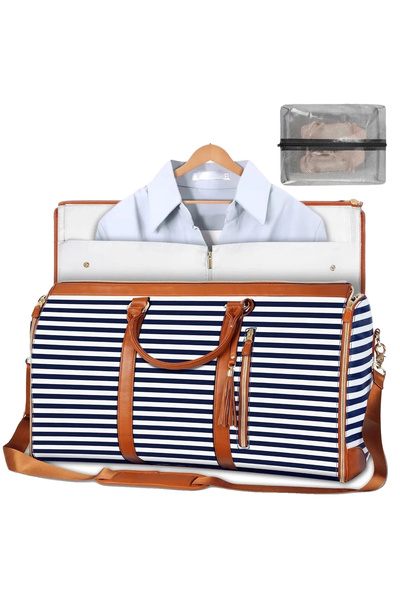 CRACOS Cracos® blue and brown travel bag for suits, foldable, unisex