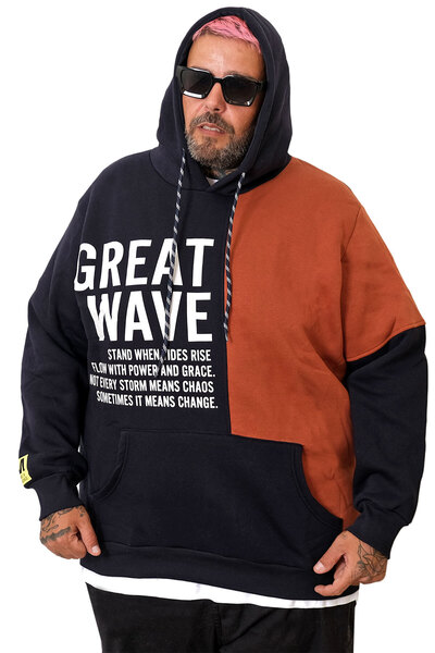 ModeXL Mode XL Men's Sweatshirt with Hood Great Wave U25805