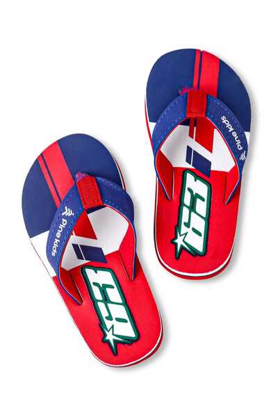 Pine kids Slip-On Flip Flops with Number Print - Red and Blue