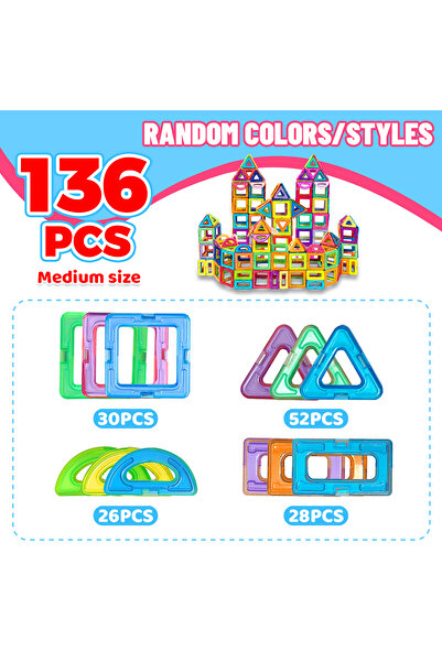 Choice 136PCS Magnetic Building Blocks 3D STEM Constructor Set For Kids Educa...