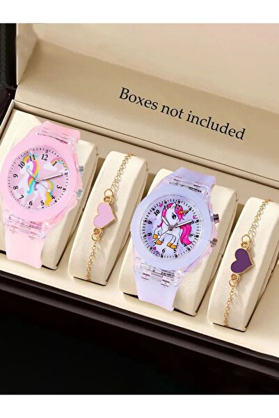 Choice 4PCS Watch set Luminous Quartz Watch with Heart Bracelet Gift Set Shin...