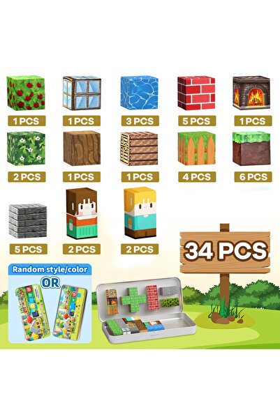 Choice مجموعة ألعاب بناء مغناطيسية مكونة من 32 قطعة مع صندوق حديدي محمول، ألع...