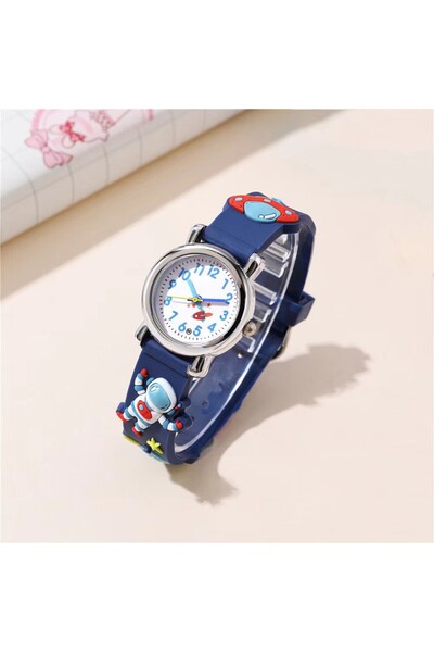 Choice4 ساعة أطفال جديدة بتصميم رائد فضاء باللون الأزرق الداكن، بشريط بلاستيك...