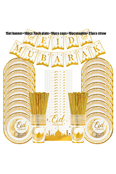 Choice 56pcs Tableware Suit Ramadan Theme Eid Mubarak Disposable Tableware Pa...