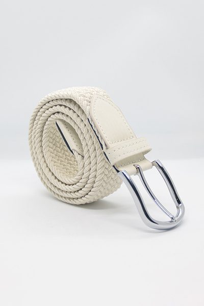 Paşala Leather Ανδρική πλεκτή ελαστική ζώνη σε μπεζ χρώμα 3,5 εκ. Ευέλικτη κα...