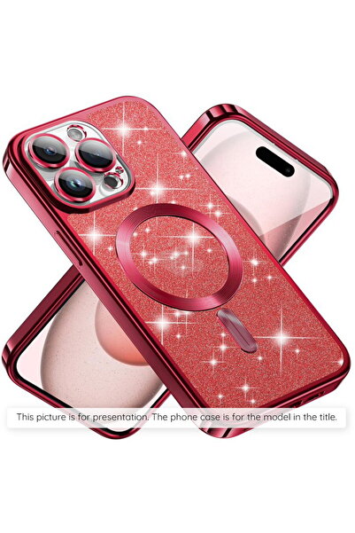 Techsuit Husă pentru iPhone 14 Pro Max - MagSafe Luxury Glitter - Roșu