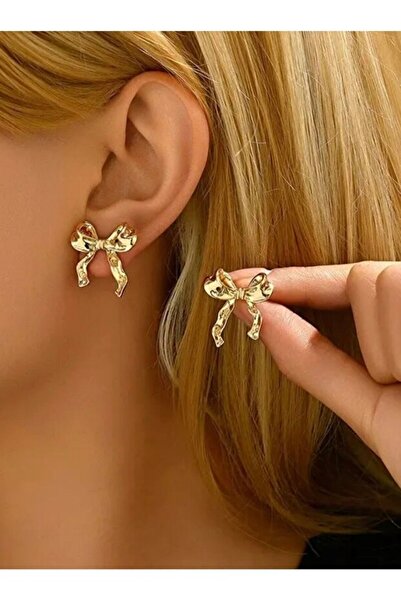 Girift Vintage Zinc Gold Bow Earrings