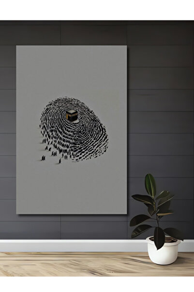 Teona Ahşap Kaaba Parmak İzi Sanat su Ahşap Dekoratif Tablo Duvar Dekoru,Este...