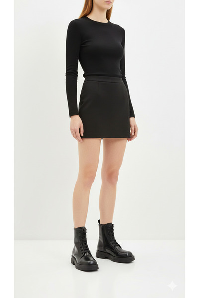 Bestello Kadın Hakiki Deri Bağcıklı Kare Model Postal Kalın Tabanlı Bot