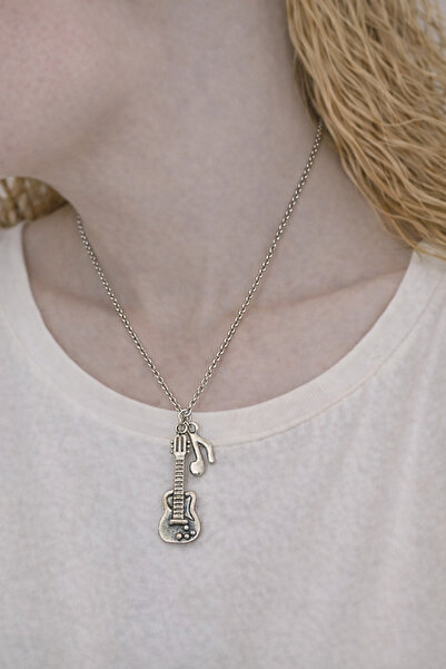 Yuchicly Guitar and Musical Note Metal Necklace Style