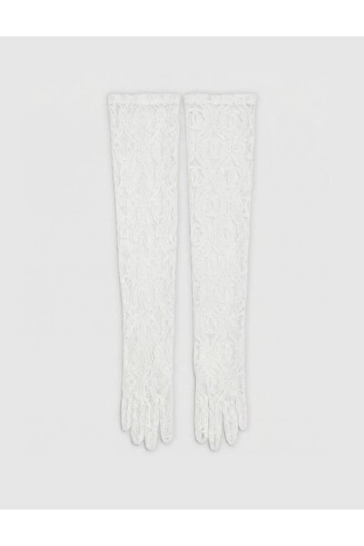 İLVİ Grace Lace White Women's Gloves