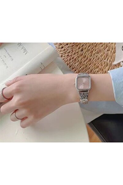 NAIDU ساعة يد نسائية مربعة فضية بتصميم بسيط من الفولاذ المقاوم للصدأ