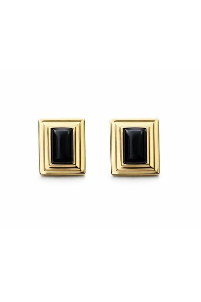 neslyaccessories Gold Edge Black Earrings