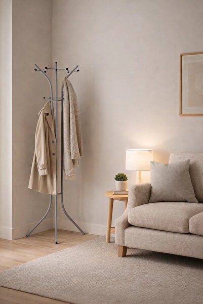 MARIA HOMES Stylish Grey Metal Coat Tree Free Standing Hall Tree Hanger for H...