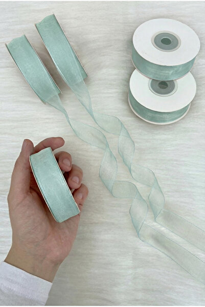ZEYMERADE Organza Tulle Ribbon Water Green 2 cm 22 Mt, Bundle, Engagement, Do...