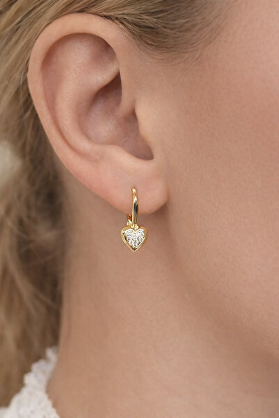 XUPING JEWELRY 14k altın renginde kalpli kadın küpe