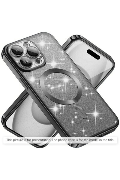 Techsuit iPhone 15 Plus Case - Luxury Glitter MagSafe - Black